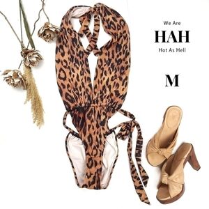 New We Are Hot As Hell Rio Leopard Swimsuit Size M